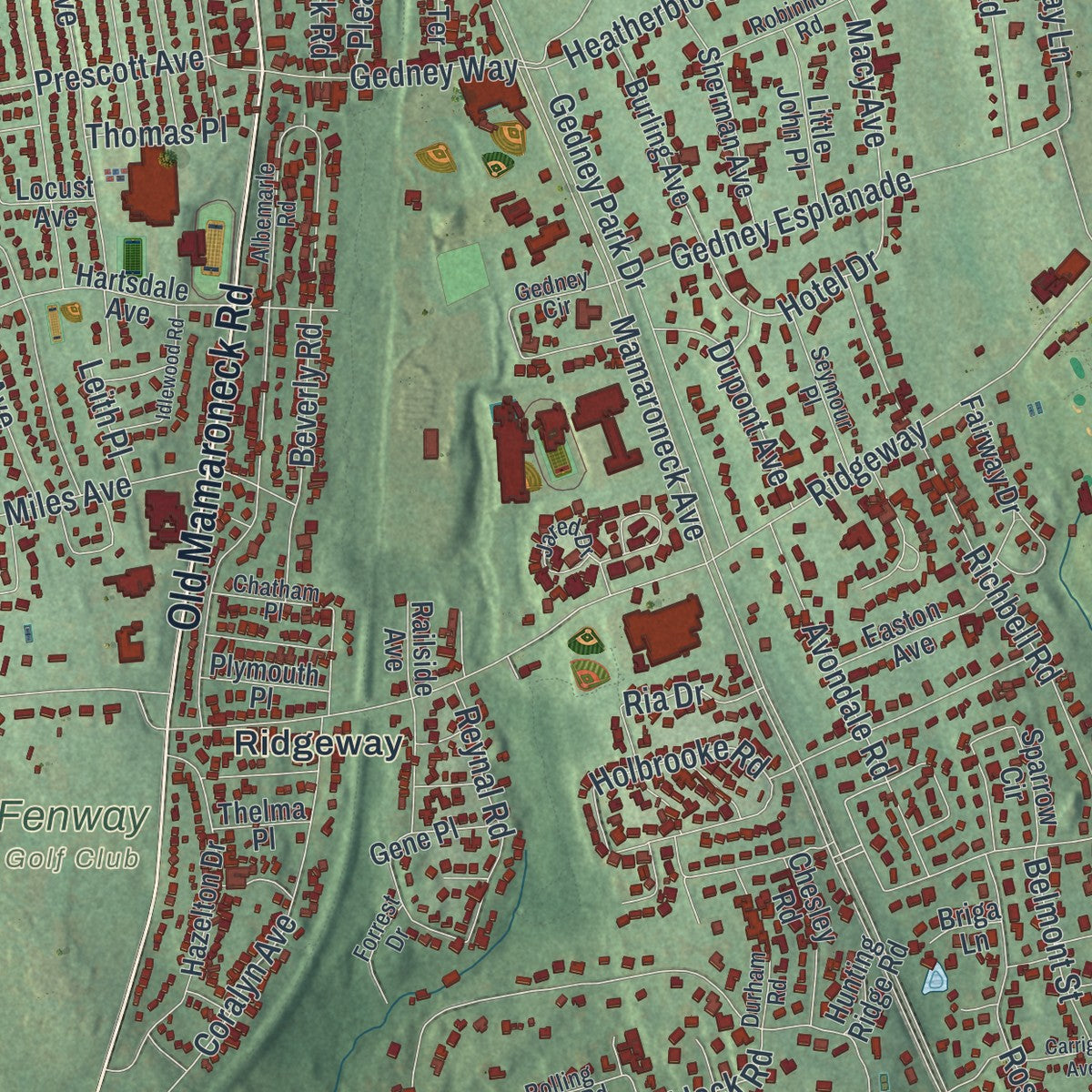 Close-up 2 of the White Plains, New York map artwork