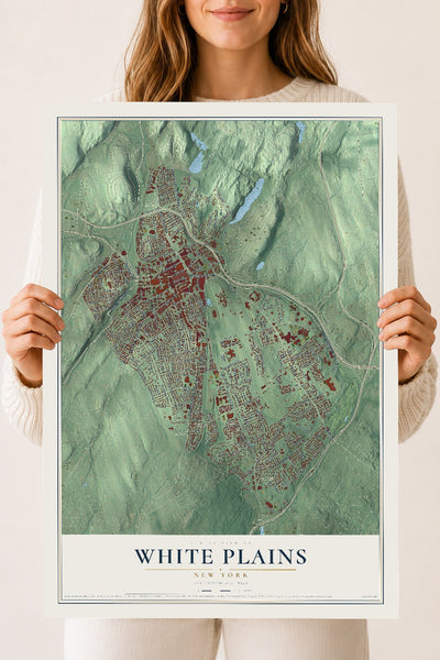 White Plains, New York map print, 18" x 24" Archival Matte Print mockup