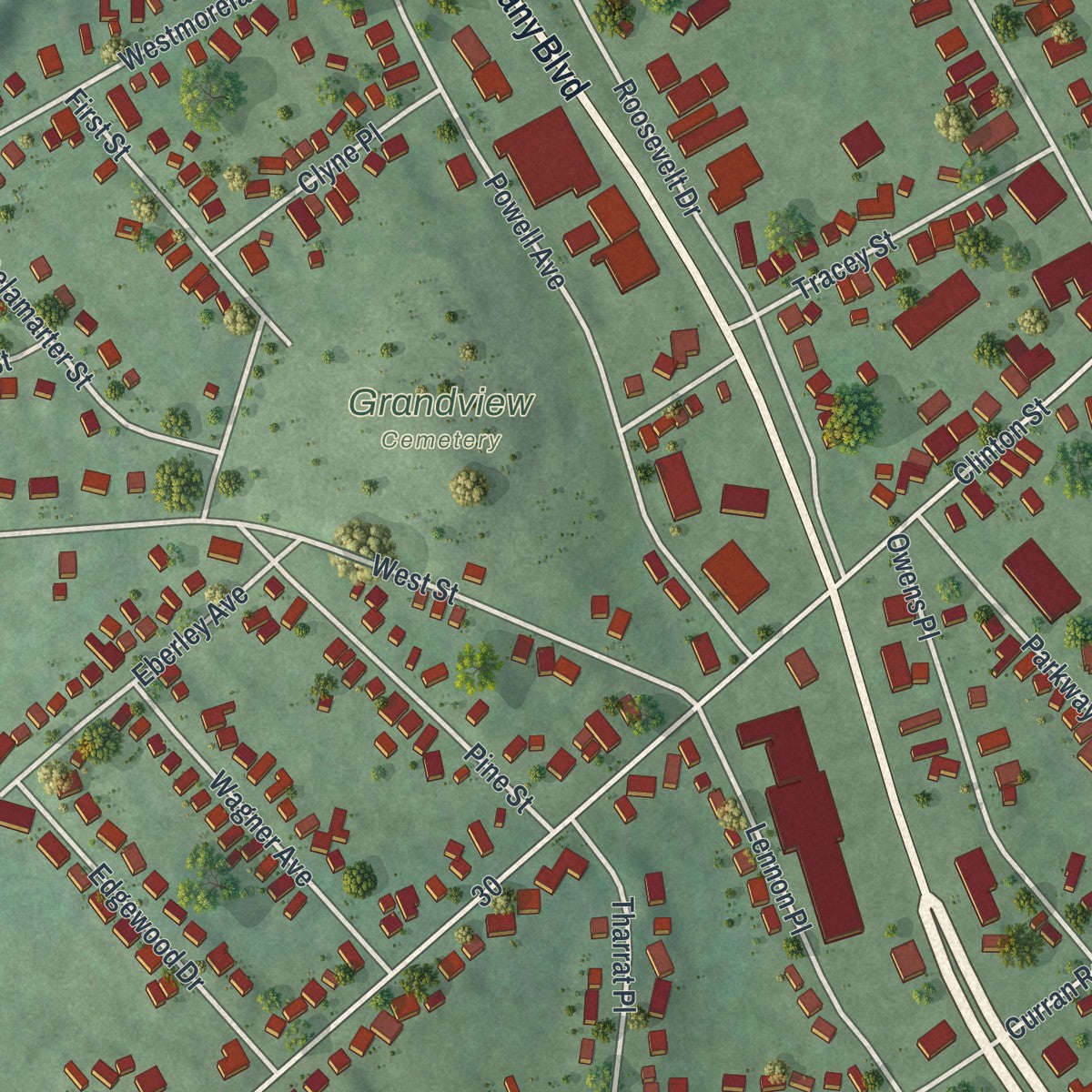 Close-up 1 of the Whitesboro, New York map artwork