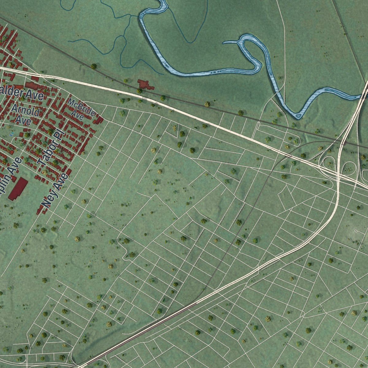 Close-up 2 of the Whitestown, New York map artwork