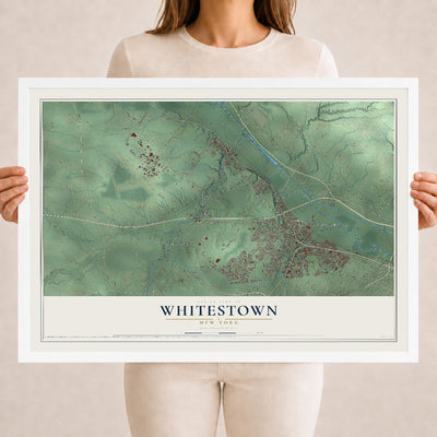 Whitestown, New York map print, 18" x 24" W/ White Ayous Wood Frame mockup