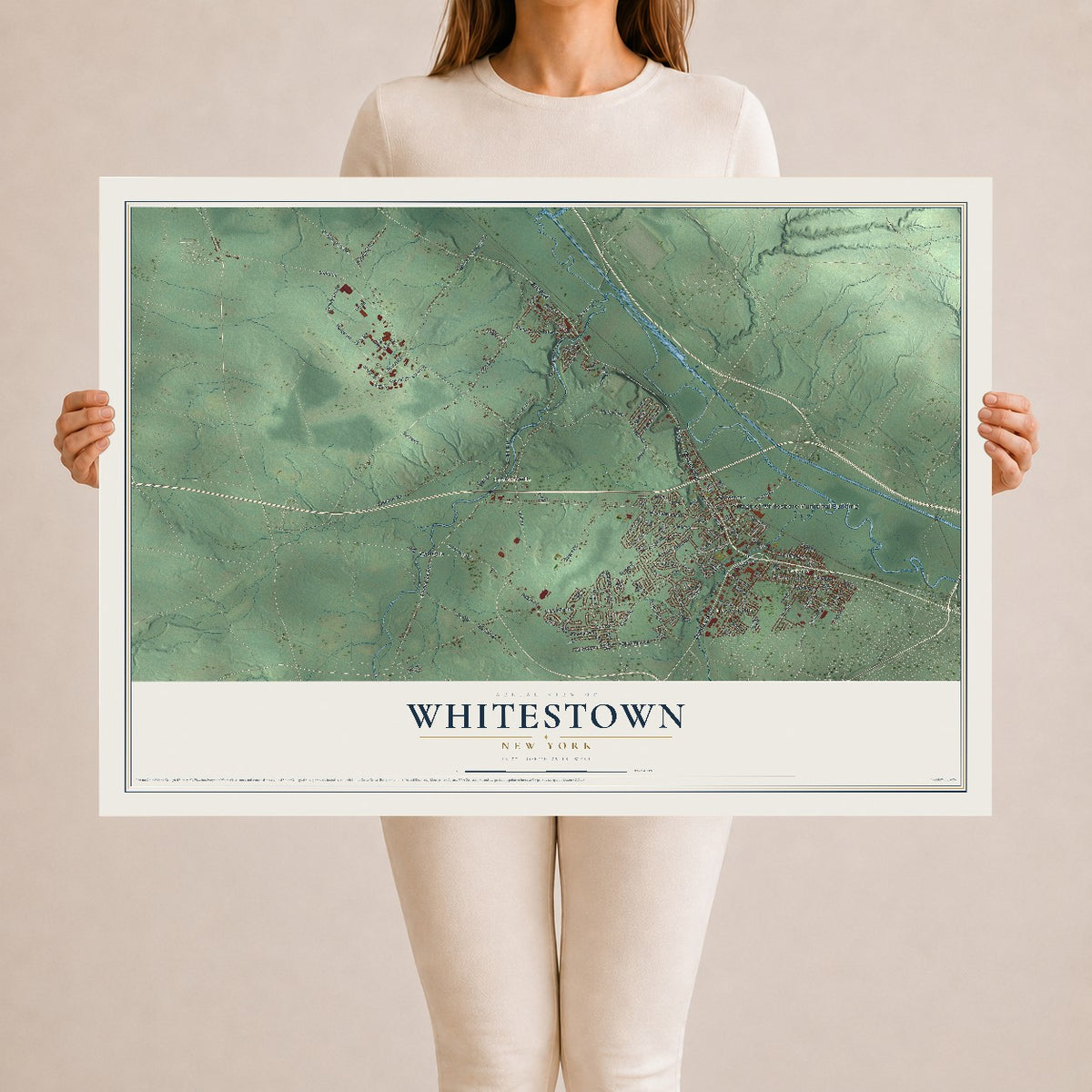 Whitestown, New York map print, 24" x 36" Archival Matte Print mockup