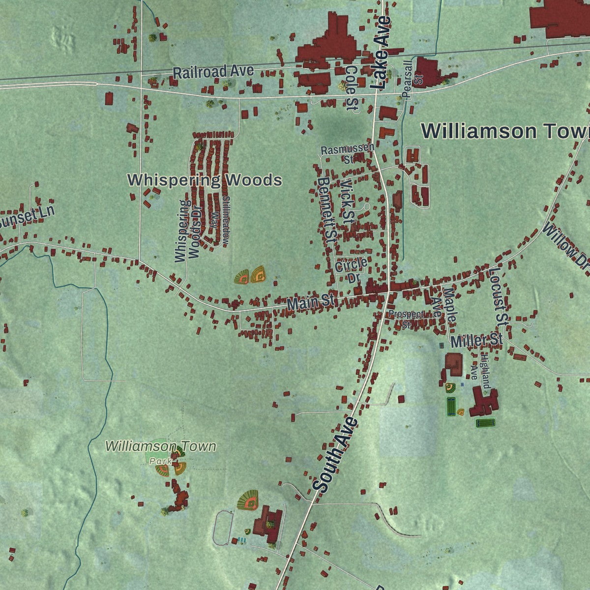 Close-up 1 of the Williamson, New York map artwork
