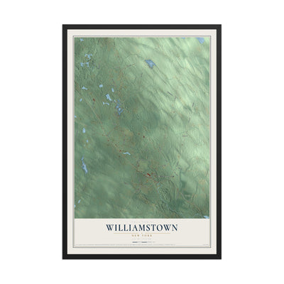 Williamstown, New York map print, 12" x 18" W/ Black Ayous Wood Frame mockup