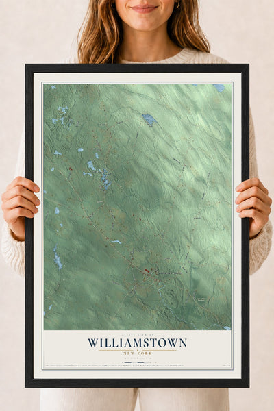 Williamstown, New York map print, 18" x 24" W/ Black Ayous Wood Frame mockup