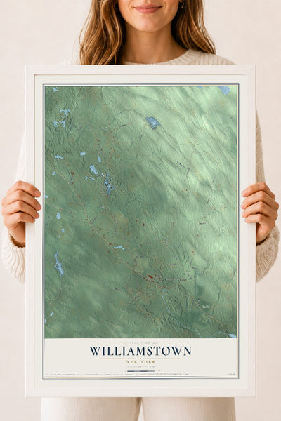 Williamstown, New York map print, 18" x 24" W/ White Ayous Wood Frame mockup