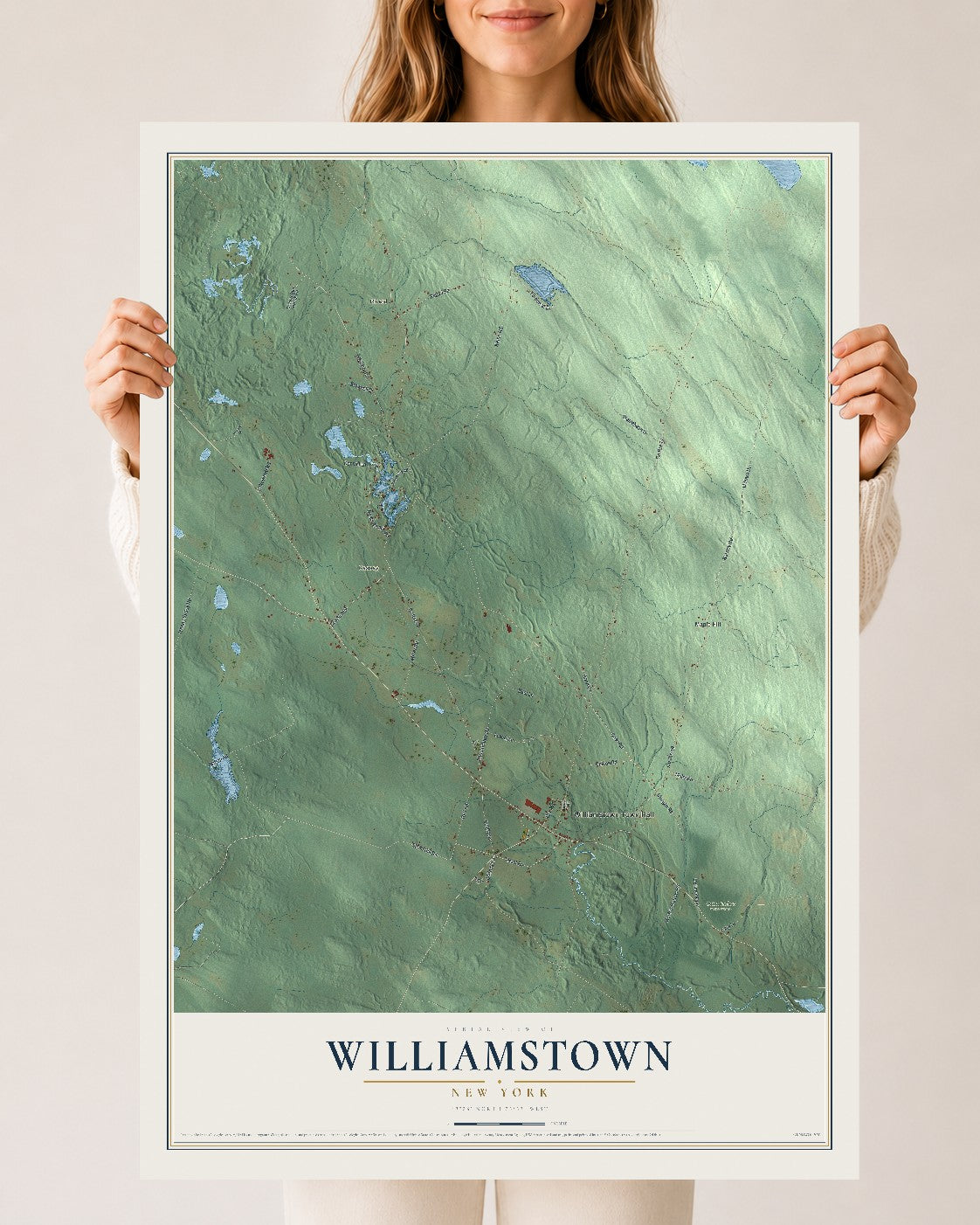 Williamstown, New York map print, 24" x 36" Archival Matte Print mockup