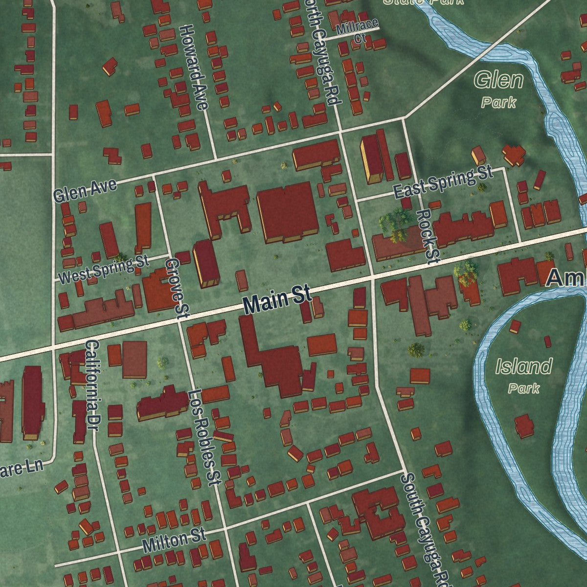 Close-up 2 of the Williamsville, New York map artwork
