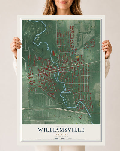 Williamsville, New York map print, 24" x 36" Archival Matte Print mockup