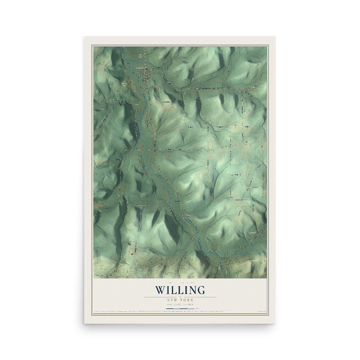 Map of Willing, New York, 12 x 18 inch unframed archival matte print