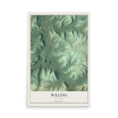 Willing, New York map print, 12" x 18" Archival Matte Print mockup