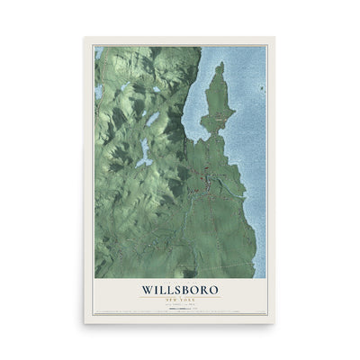 Willsboro, New York map print, 12" x 18" Archival Matte Print mockup