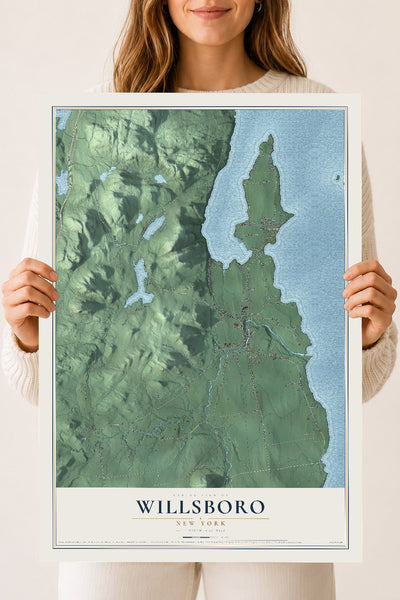 Willsboro, New York map print, 18" x 24" Archival Matte Print mockup