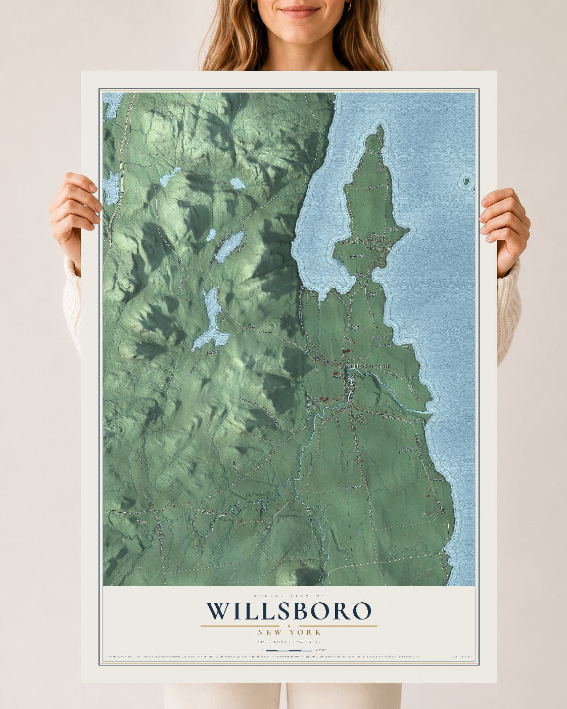 Willsboro, New York map print, 24" x 36" Archival Matte Print mockup