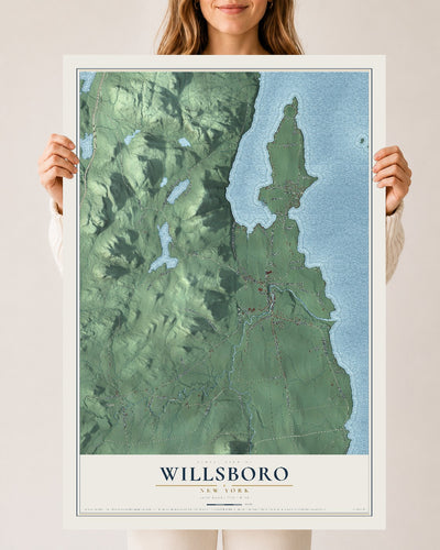 Willsboro, New York map print, 24" x 36" Archival Matte Print mockup