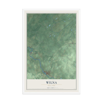 Wilna, New York map print, 12" x 18" W/ White Ayous Wood Frame mockup
