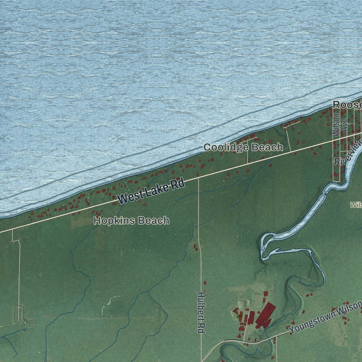 Close-up 2 of the Wilson, New York map artwork
