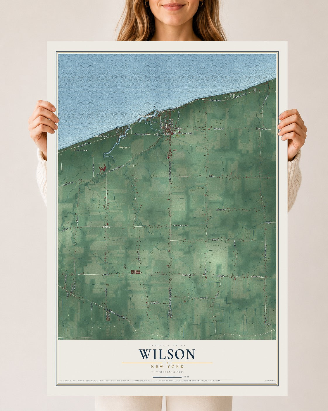 Wilson, New York map print, 24" x 36" Archival Matte Print mockup