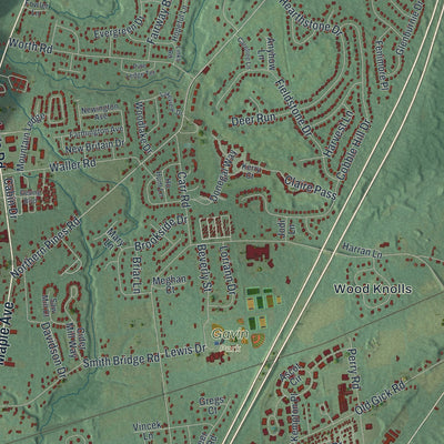 Close-up 1 of the Wilton, New York map artwork