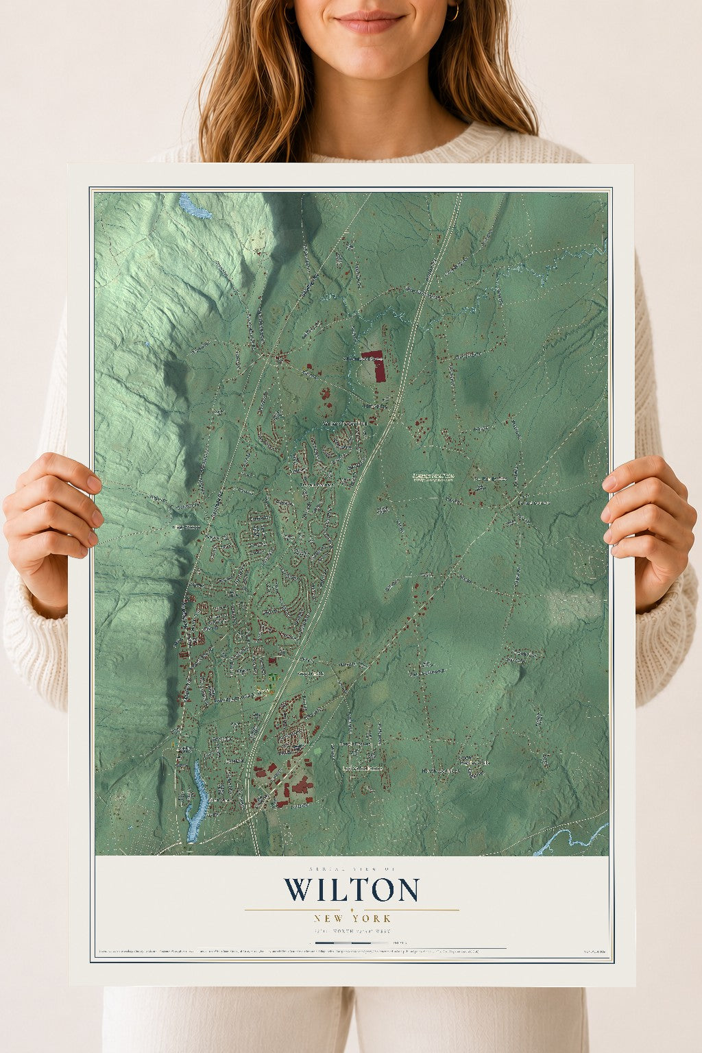 Wilton, New York map print, 18" x 24" Archival Matte Print mockup