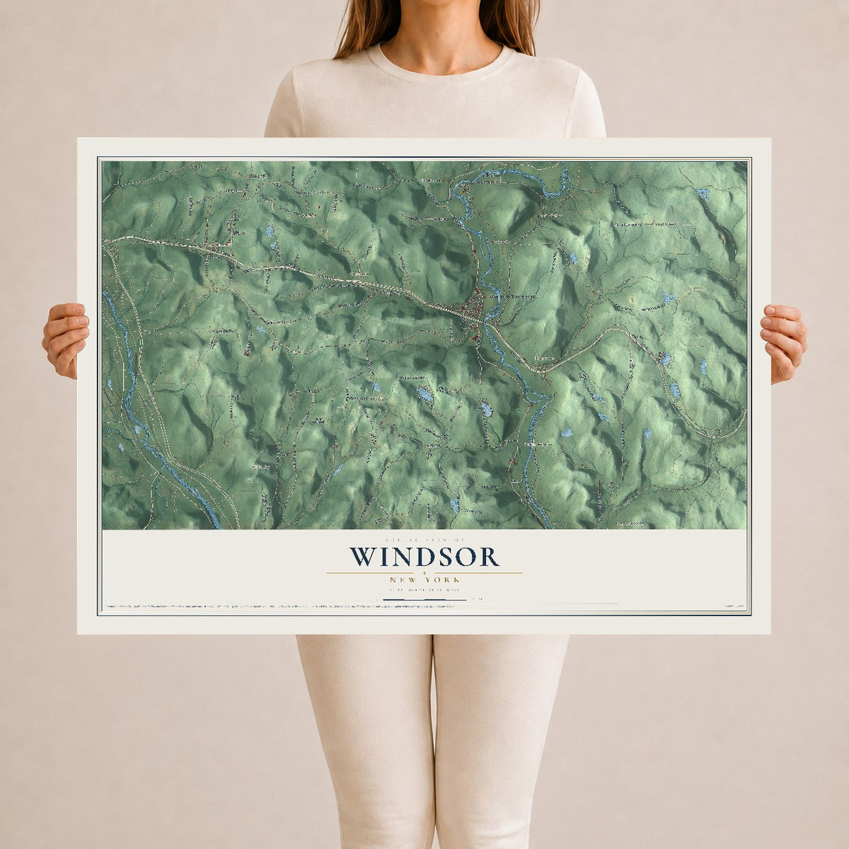 Windsor, New York map print, 24" x 36" Archival Matte Print mockup