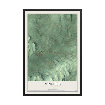 Winfield, New York map print, 12" x 18" W/ Black Ayous Wood Frame mockup