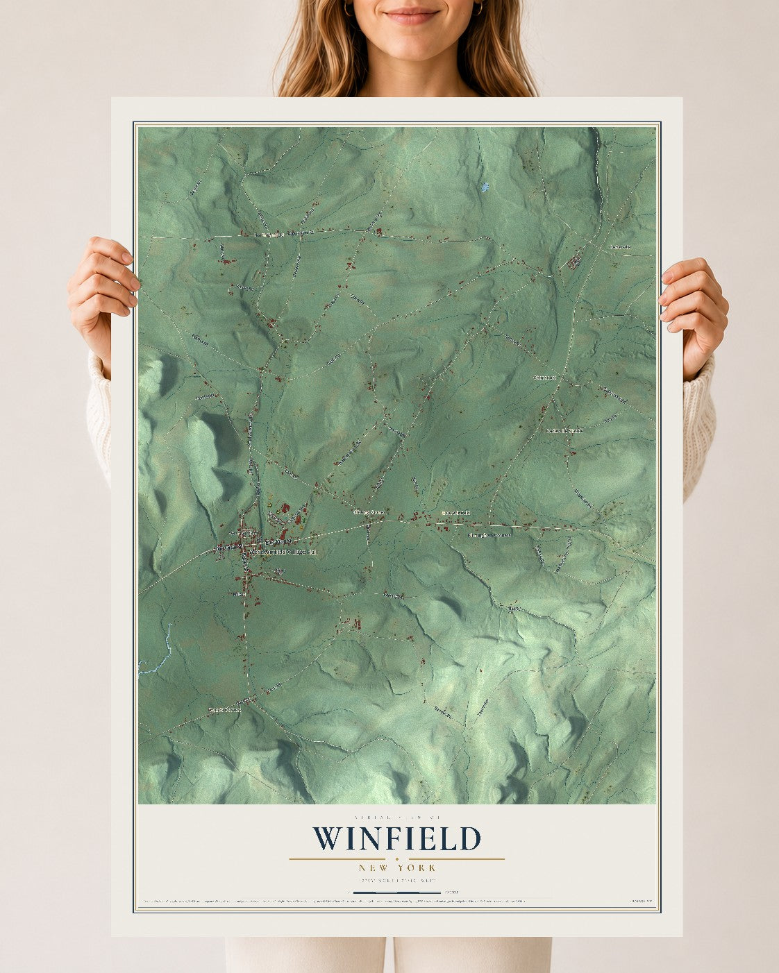 Winfield, New York map print, 24" x 36" Archival Matte Print mockup