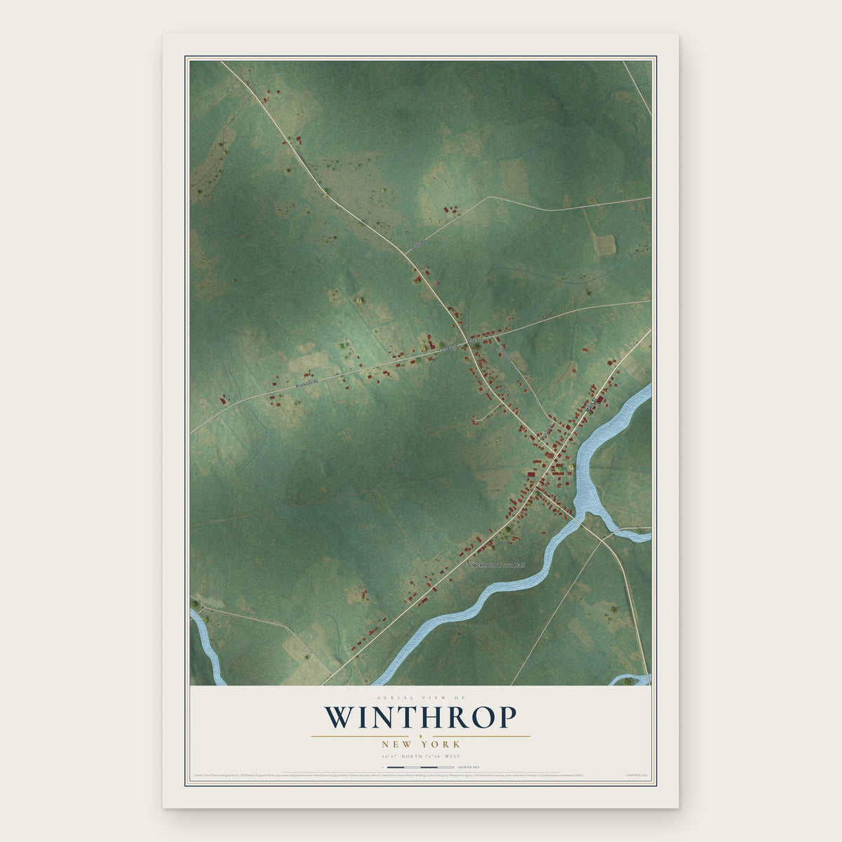 Winthrop, New York map print, the full design