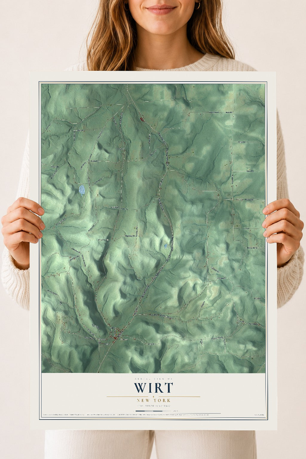 Wirt, New York map print, 18" x 24" Archival Matte Print mockup