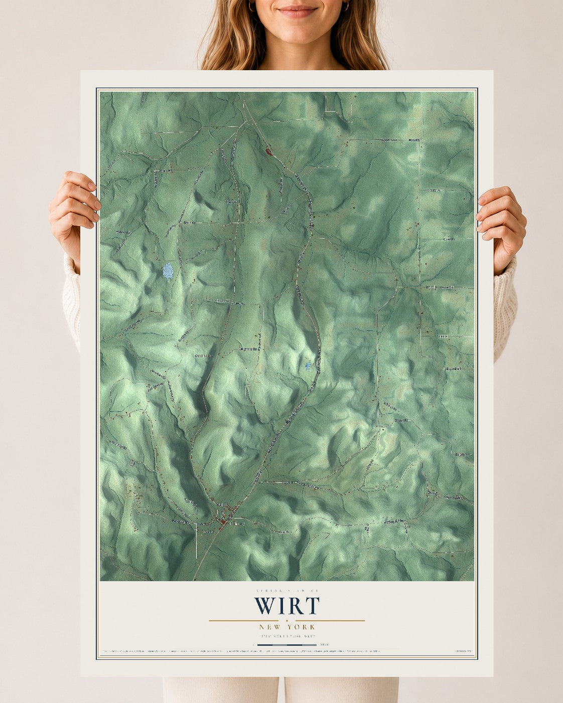 Wirt, New York map print, 24" x 36" Archival Matte Print mockup