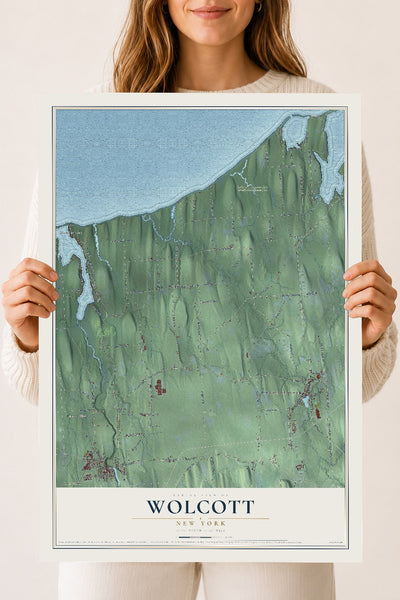 Wolcott, New York map print, 18" x 24" Archival Matte Print mockup