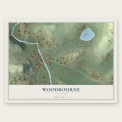 Woodbourne, New York map print, the full design