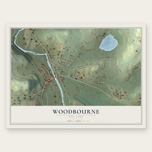 Woodbourne, New York map print, the full design