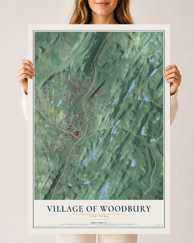 Woodbury, New York map print, 24" x 36" Archival Matte Print mockup