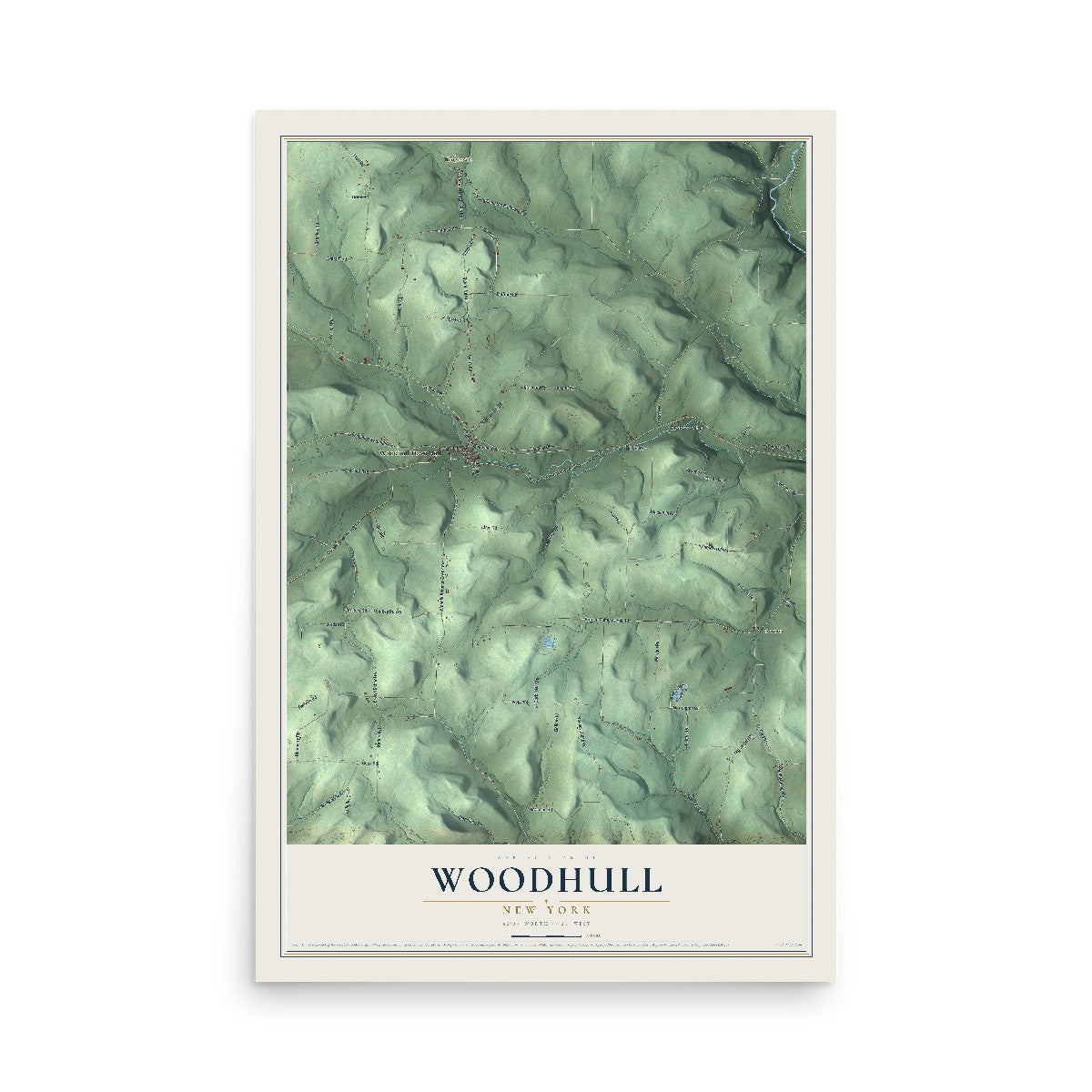 Woodhull, New York map print, 12" x 18" Archival Matte Print mockup