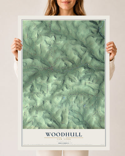 Woodhull, New York map print, 24" x 36" Archival Matte Print mockup
