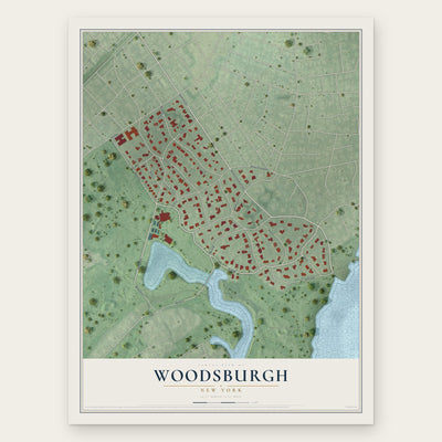Woodsburgh, New York map print, the full design