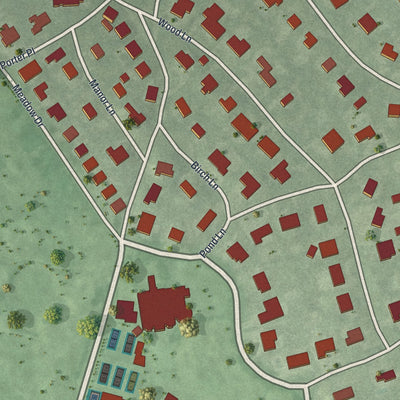 Close-up of the map of Woodsburgh, New York print showing street and building detail