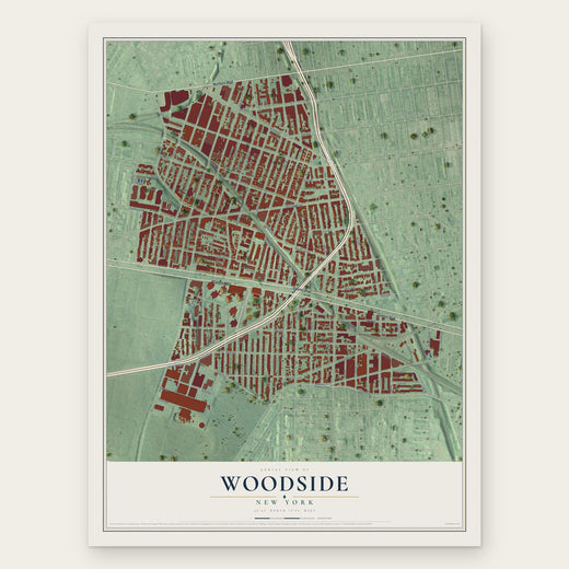 Woodside, New York map print, the full design