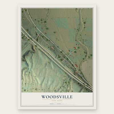 Woodsville, New York map print, the full design