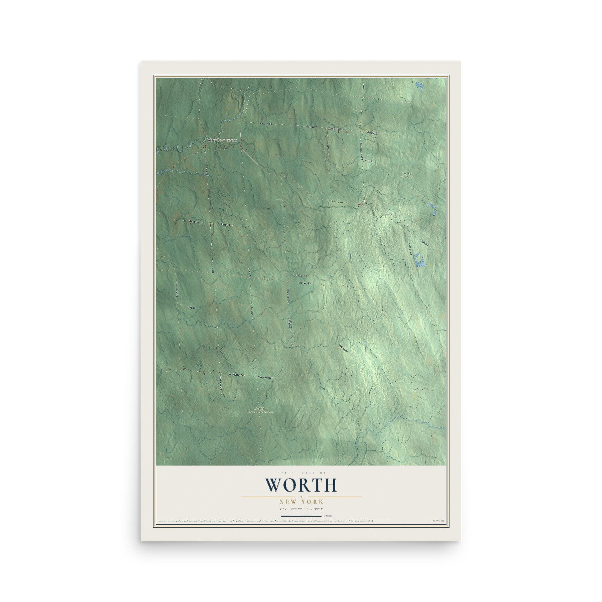 Worth, New York map print, 12" x 18" Archival Matte Print mockup