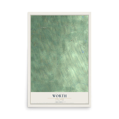 Worth, New York map print, 12" x 18" Archival Matte Print mockup