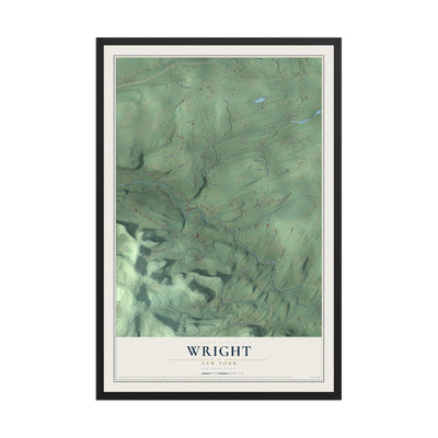 Wright, New York map print, 12" x 18" W/ Black Ayous Wood Frame mockup
