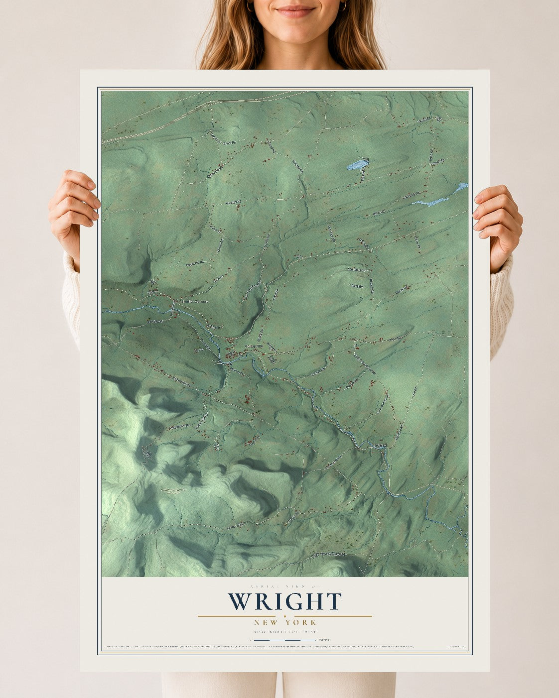 Wright, New York map print, 24" x 36" Archival Matte Print mockup