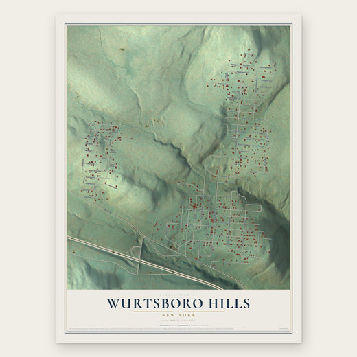 Wurtsboro Hills, New York map print, the full design