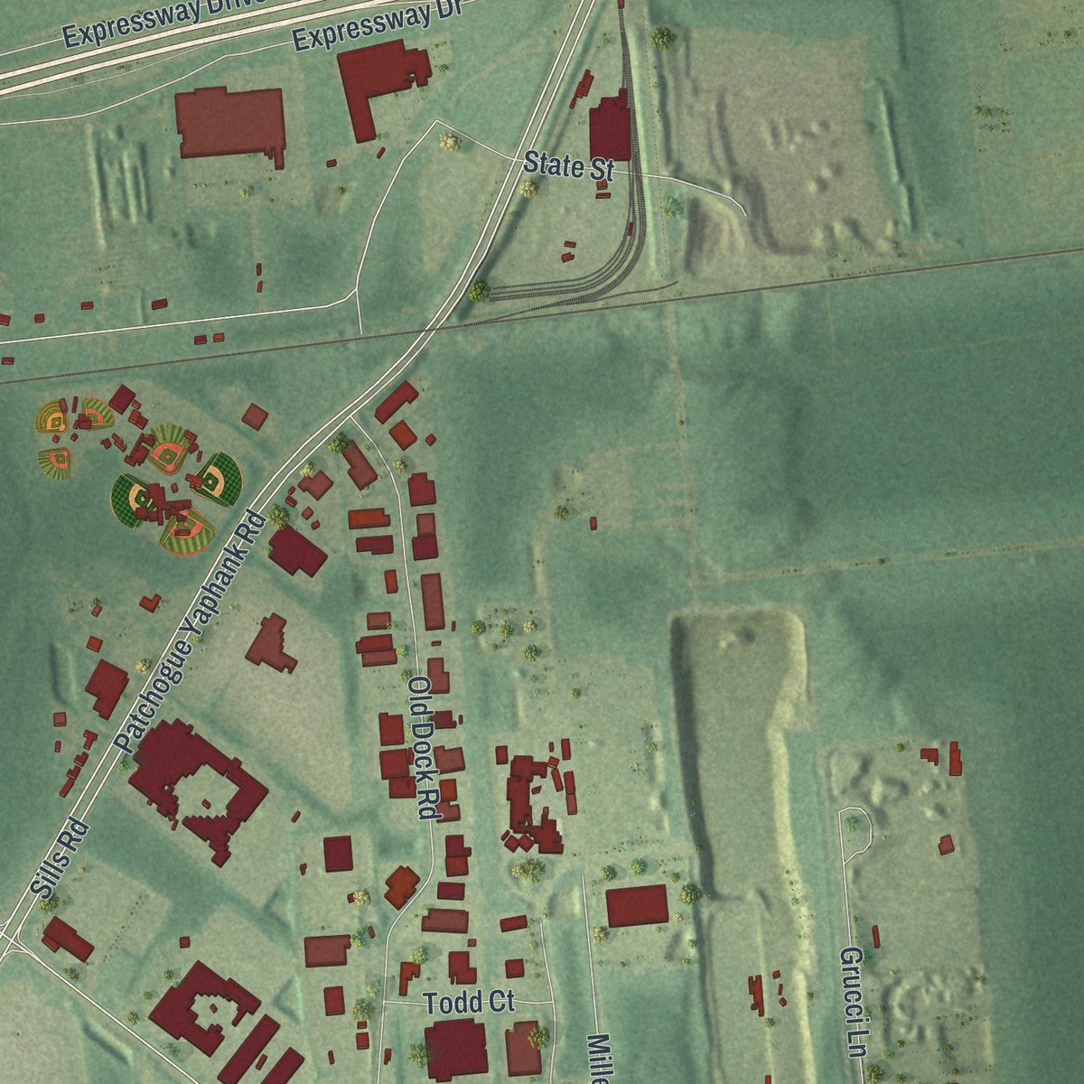 Close-up 1 of the Yaphank, New York map artwork