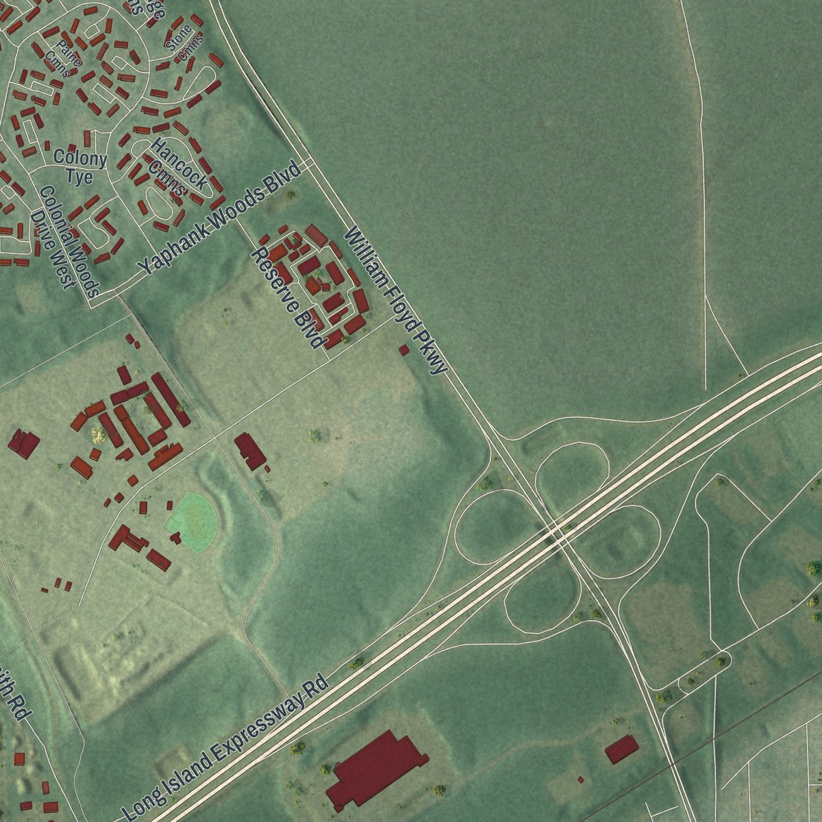 Close-up 2 of the Yaphank, New York map artwork