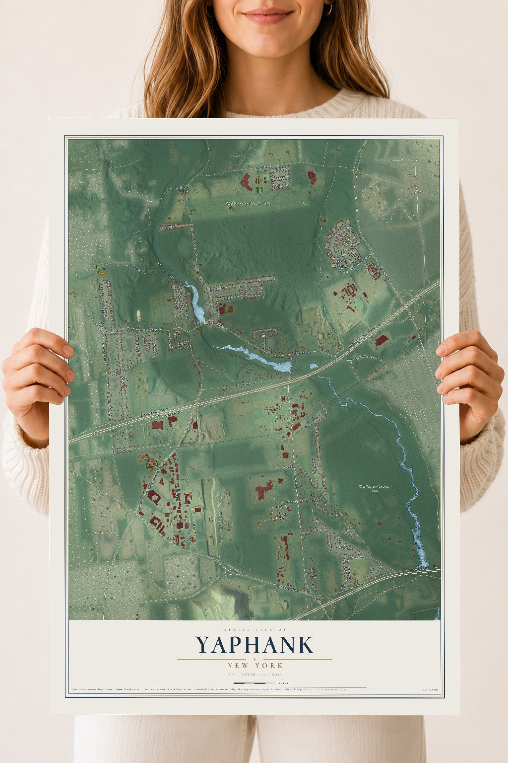 Yaphank, New York map print, 18" x 24" Archival Matte Print mockup