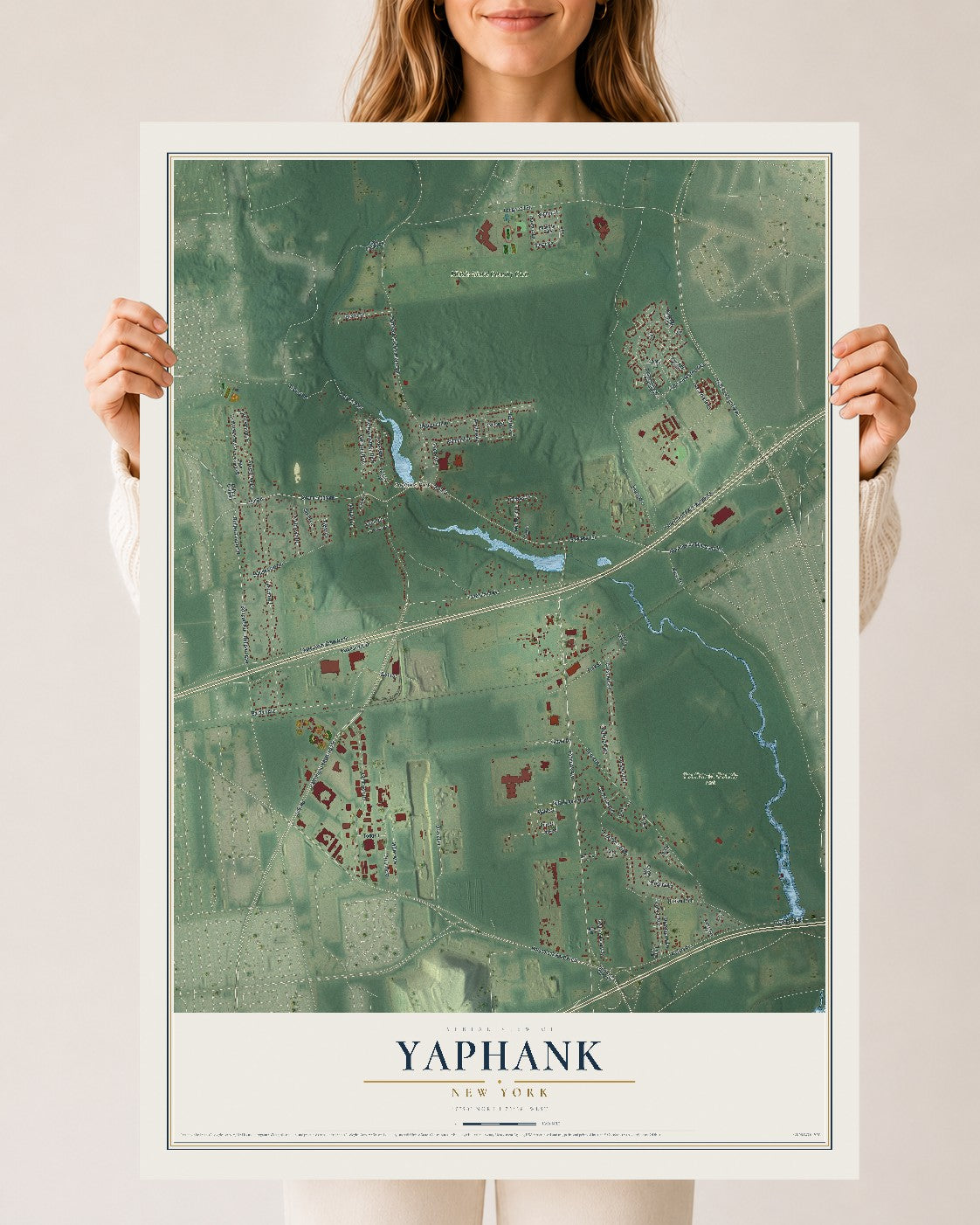 Yaphank, New York map print, 24" x 36" Archival Matte Print mockup