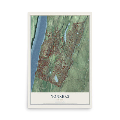 Yonkers, New York map print, 12" x 18" Archival Matte Print mockup